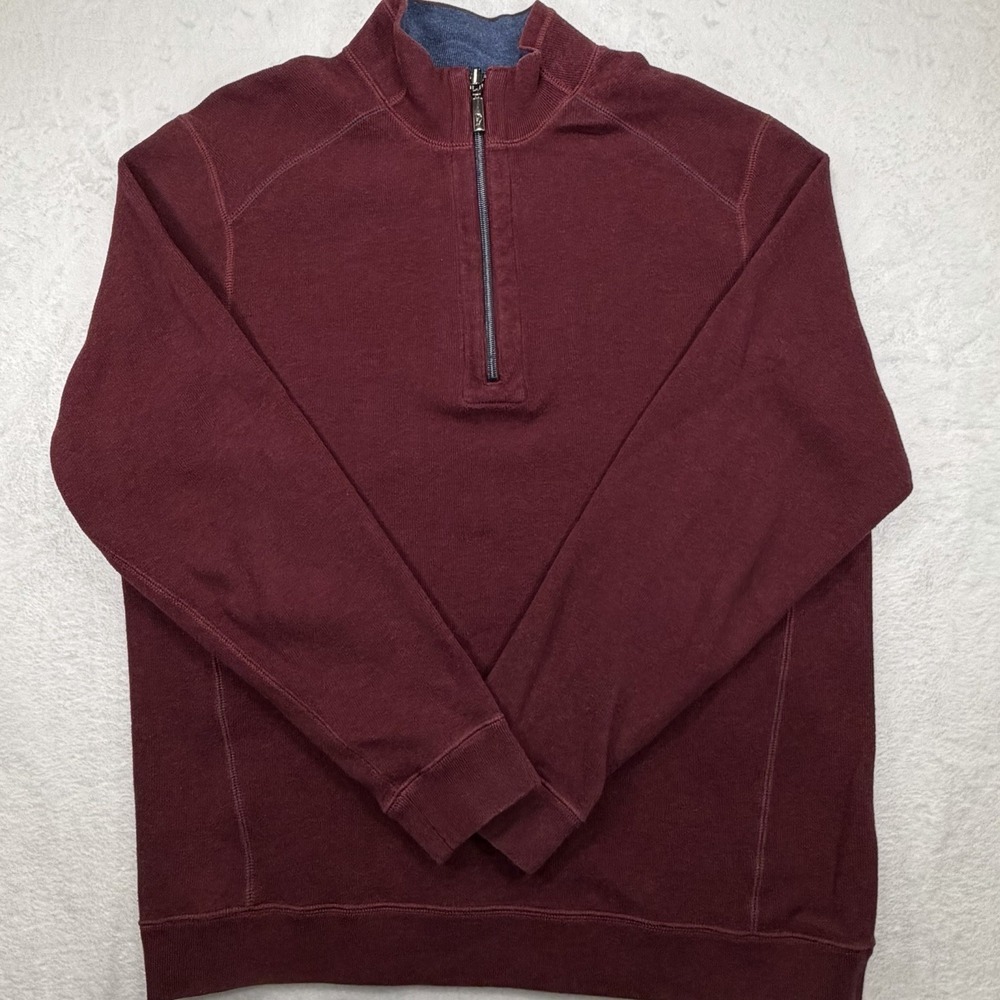 Tommy Bahama Sweater Mens Large Long Sleeve Pullover 1/4 Zip Outdoor Red